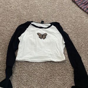 Long sleeve baby tee with butterfly